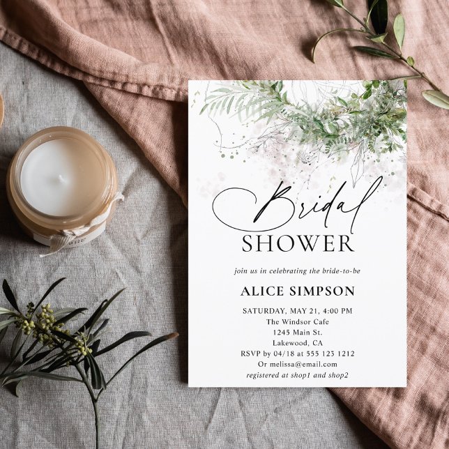 Boho Rustic Greenery Script Bridal Shower Invitati Invitation (Creator Uploaded)