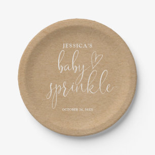 Boho Rustic Kraft Neutral Baby Sprinkle Shower Paper Plate