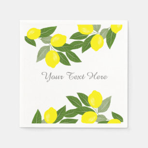 Boho Rustic Lemon Party Decor Paper Napkins