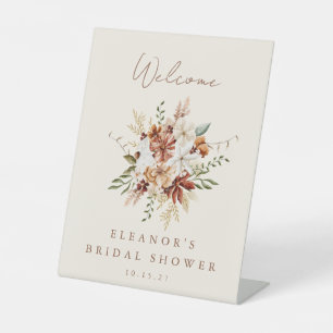 Boho Rustic Meadow Flowers Bridal Shower Welcome Pedestal Sign