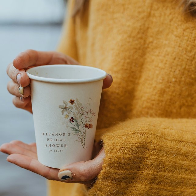 Boho Rustic Meadow Flowers Floral Bridal Shower Paper Cups (Creator Uploaded)