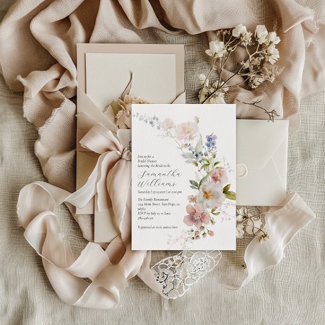 Boho Rustic Meadow Wildflower Bridal Shower Invitation (Creator Uploaded)