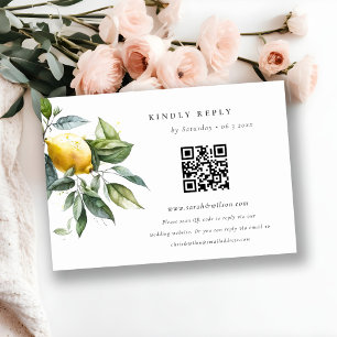 Boho Rustic Minimal Yellow Lemon Garden Wedding Enclosure Card