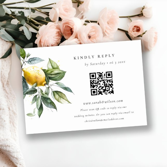 Boho Rustic Minimal Yellow Lemon Garden Wedding Enclosure Card (Creator Uploaded)