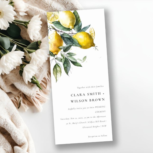Boho Rustic Minimal Yellow Lemon Garden Wedding Invitation (Creator Uploaded)
