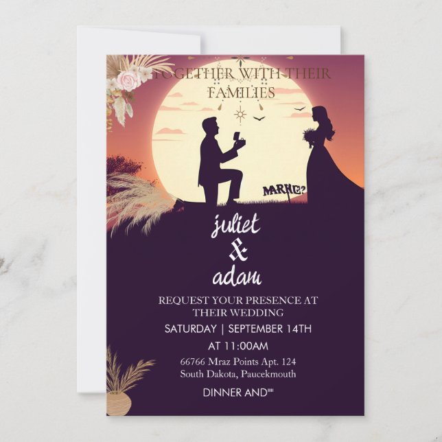 boho rustic modern elegant Twilight Wedding Invitation (Front)