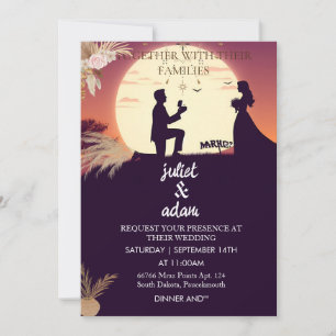 boho rustic modern elegant Twilight Wedding Invitation