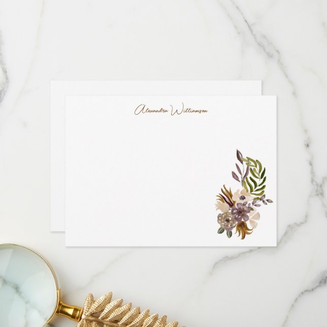 Boho Rustic Nature Botanical Custom Bridal Shower Thank You Card (Front/Back In Situ)