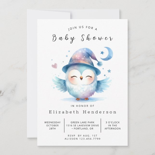 Boho Rustic Owl Baby Shower Invitation (Front)
