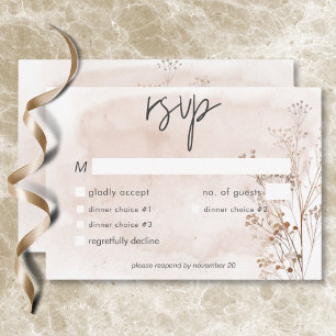 Boho Rustic Pampas & Dried Grass Bouquet Dinner RSVP Card