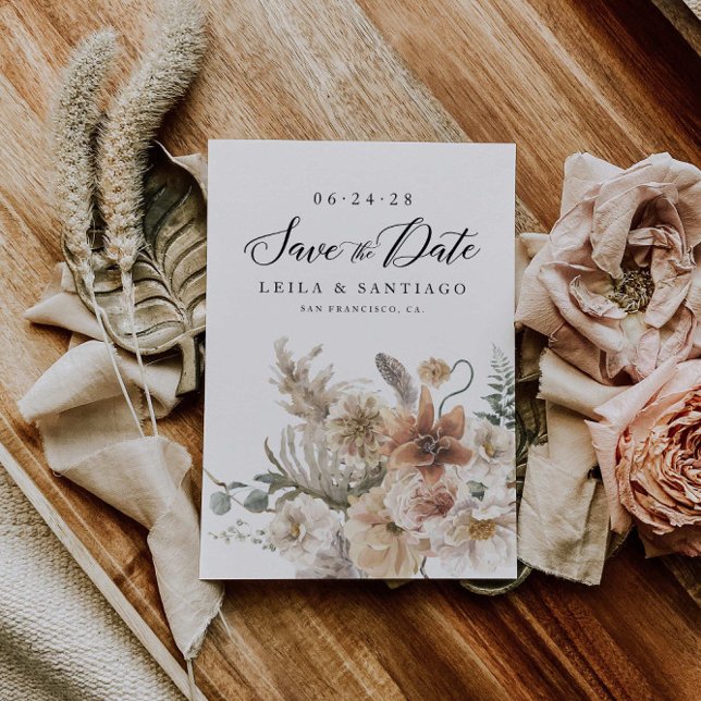 Boho Rustic Pampas Grass Save the Date Invitation (Creator Uploaded)
