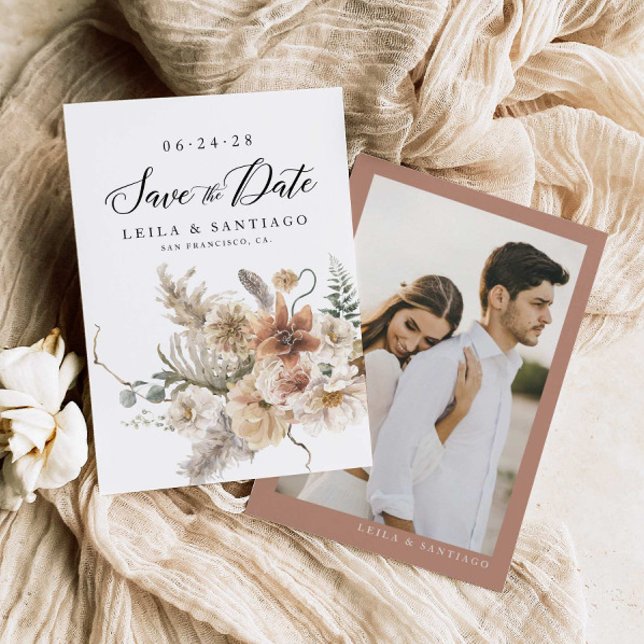 Boho Rustic Pampas Grass Wedding Save the Date Invitation (Creator Uploaded)