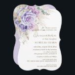 Boho Rustic Pampas Purple Lilac Floral Quinceañera Invitation<br><div class="desc">Personalise this bohemian Quinceañera invitation with your own wording easily and quickly, simply press the customise it button to further re-arrange and format the style and placement of the text.  Featuring elegant watercolor purple lilac, lavender roses and earthy tone pampas grass. Matching items available in store! (c) The Happy Cat...</div>