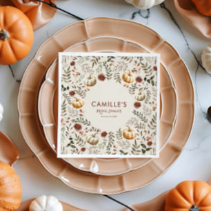Boho Rustic Pumpkin Autumn Bridal Shower Napkin