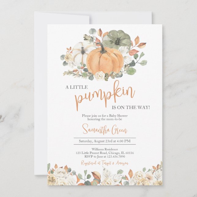 Boho Rustic Pumpkin Baby Shower Invitation (Front)