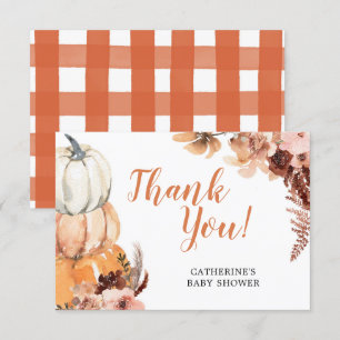 Boho Rustic Pumpkin Baby Shower Thank You Card