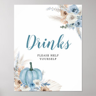 Boho Rustic Pumpkin Fall Baby Shower Drinks Sign