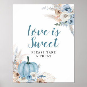Boho Rustic Pumpkin Fall Baby Shower Love is Sweet Poster