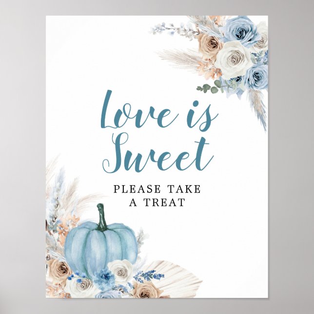 Boho Rustic Pumpkin Fall Baby Shower Love is Sweet Poster (Front)