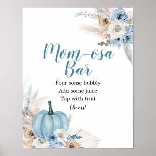 Boho Rustic Pumpkin Fall Baby Shower Mimosa Bar Poster
