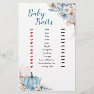 Boho Rustic Pumpkin Fall Baby Traits Games