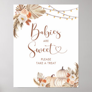 Boho Rustic Pumpkin Fall in Love Babies are Sweet Poster