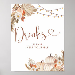 Boho Rustic Pumpkin Fall in Love Drinks Sign