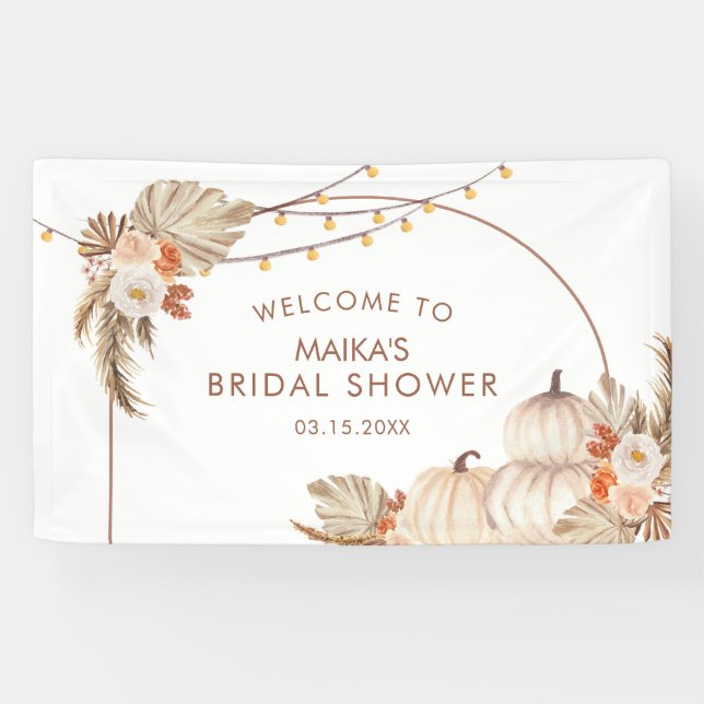 Boho Rustic Pumpkin Fall in Love Large Banner (Horizontal)