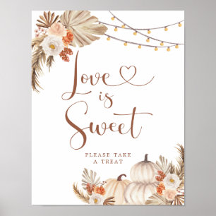 Boho Rustic Pumpkin Fall in Love Love is Sweet Poster