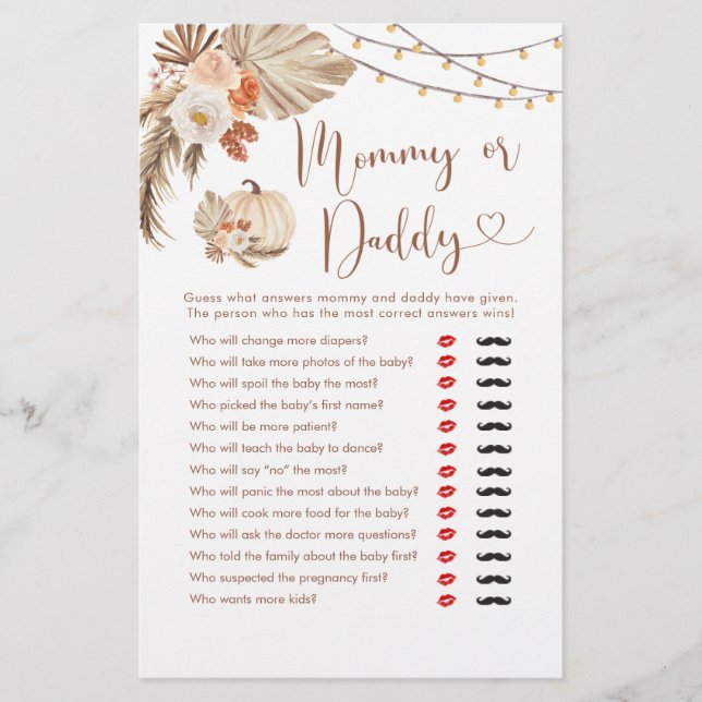 Boho Rustic Pumpkin Fall in Love Mummy or Daddy (Front)