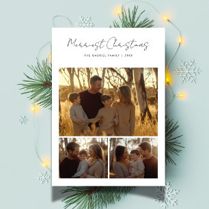 Boho Rustic Script Merriest Christmas Family Photo Holiday Card