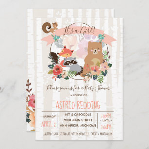 Boho Rustic Spring Birch Woodland Baby Shower Invitation