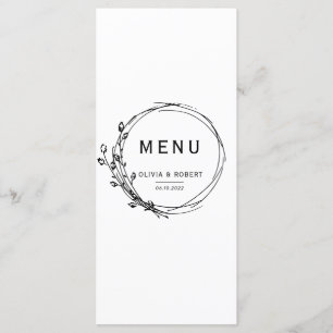 Boho Rustic Style Simple Floral Wedding Menu