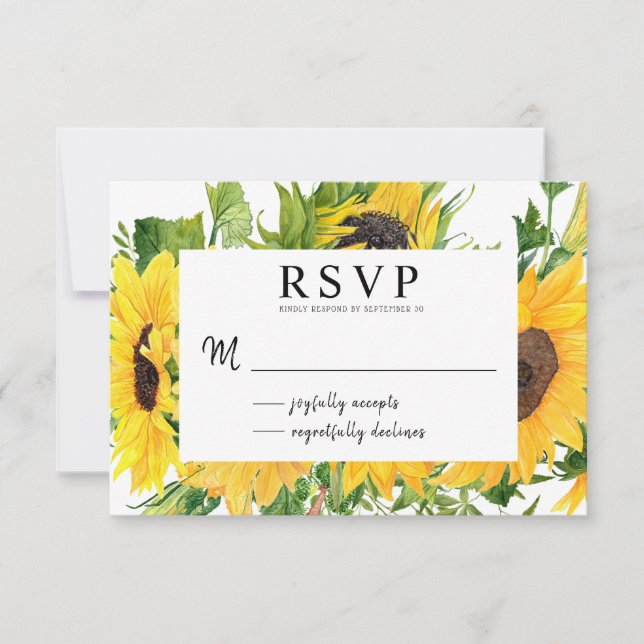 Boho Rustic Sunflower Summer Bouquet RSVP (Front)