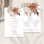 Boho Rustic Terracotta Florals Wedding Program<br><div class="desc">Boho Rustic Terracotta Florals Fall Wedding Program.  A budget price 5.5 x 8.5" Beautiful florals in autumn colours decorate the top on each side in with a set script for Welcome. The rest of the text on both sides can be easily personalised.</div>