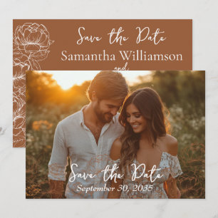 Boho Rustic Terracotta Minimalist Wedding Save The Date