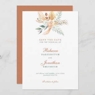 Boho Rustic Terracotta Wedding Save The Date Invitation