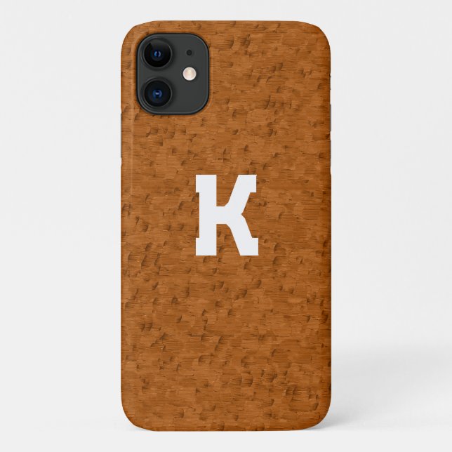 Boho Rustic Textured Wood brown personalised  Case-Mate iPhone Case (Back)