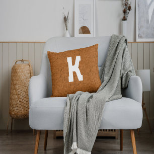 Boho Rustic Textured Wood brown personalised Cushion
