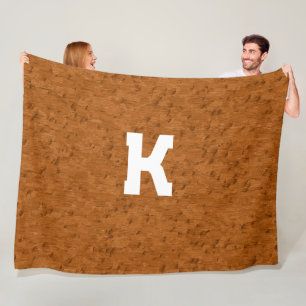 Boho Rustic Textured Wood brown personalised Fleece Blanket
