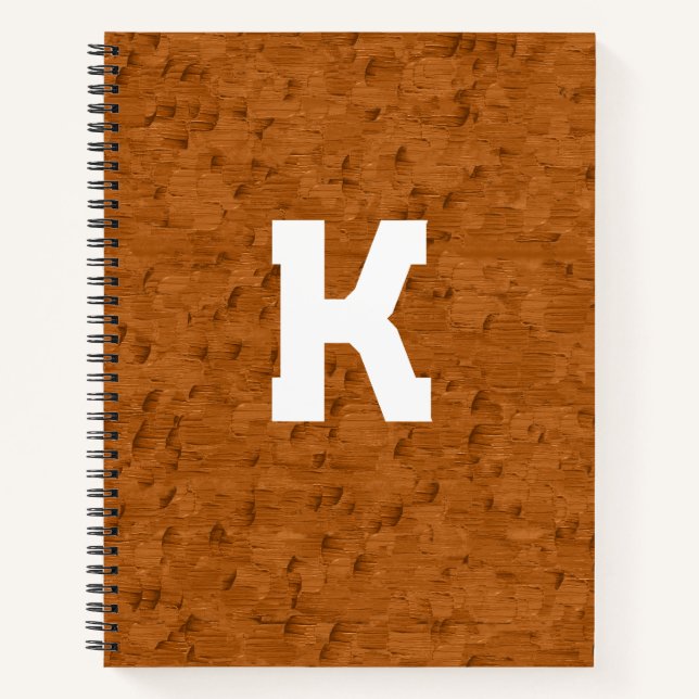 Boho Rustic Textured Wood brown personalised  Notebook (Front)