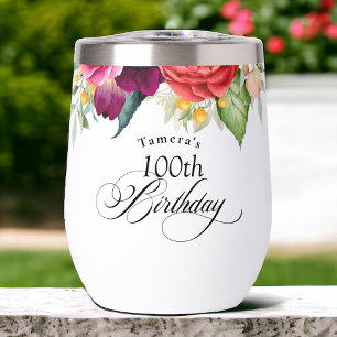 Boho Rustic Watercolor Floral 100th Birthday Party
