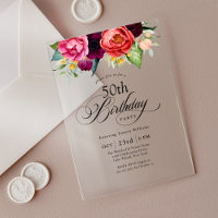 Boho Rustic Watercolor Floral 50th Birthday Party