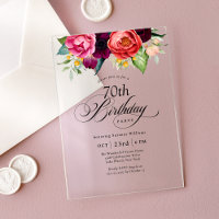 Boho Rustic Watercolor Floral 70th Birthday Party