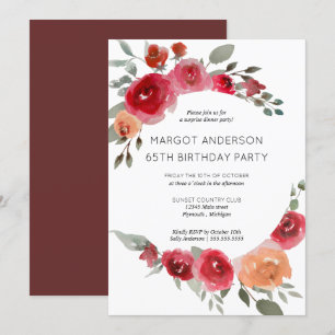 Boho rustic watercolor floral party invitation