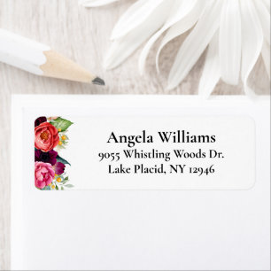 Boho Rustic Watercolor Floral Return Address