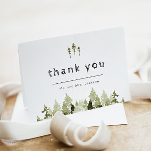 Boho Rustic Watercolor Pine Tree Thank You Card