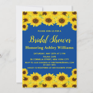 Boho Rustic Watercolor Sunflowers Bridal Shower Invitation