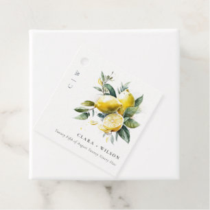 Boho Rustic Watercolor Yellow Lemon Garden Wedding Favour Tags