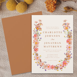 Boho Rustic Wildflower Fall Wedding Invitation